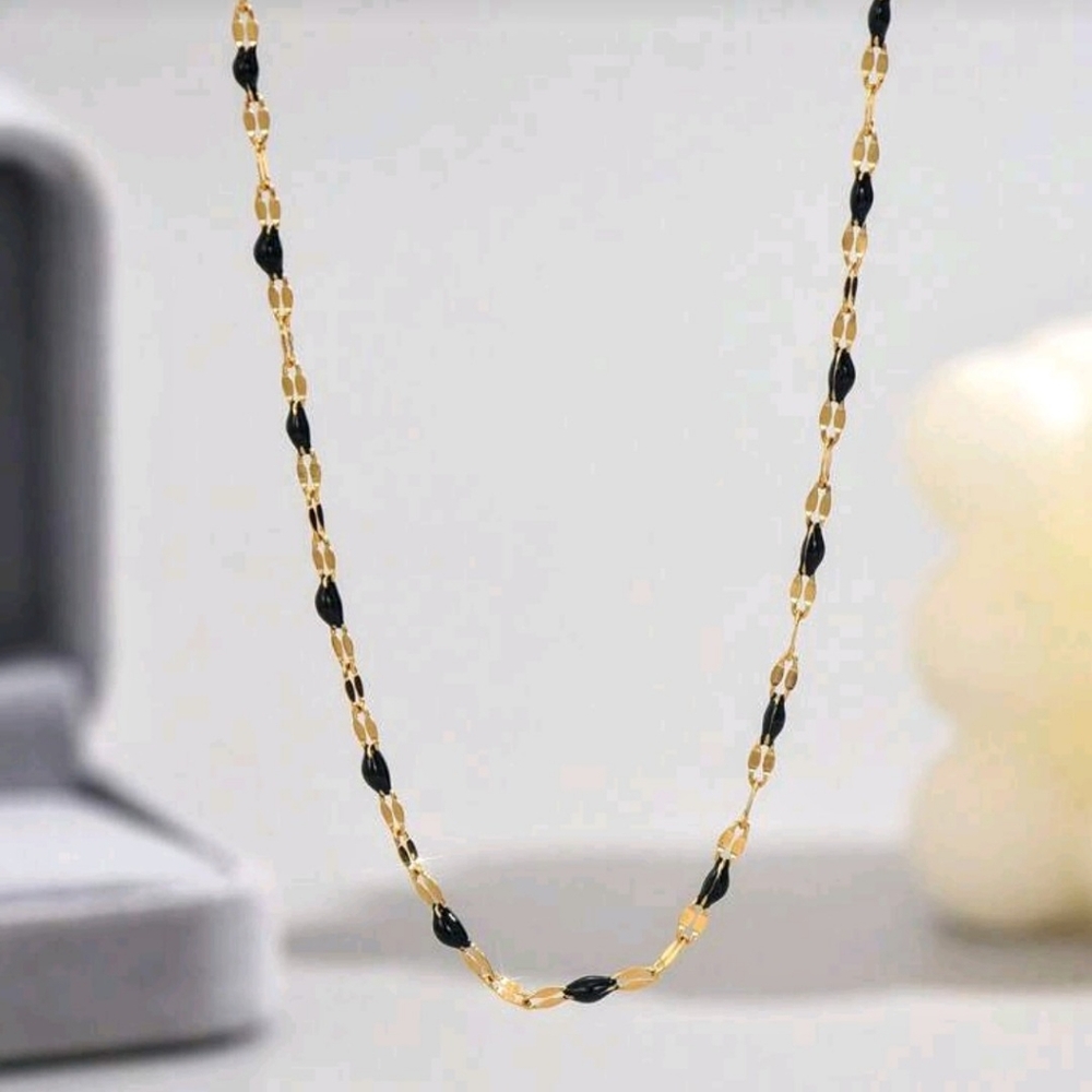 ▪️18K gold plated minimalist black drip oil necklace